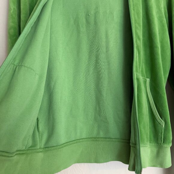 Vintage JUICY COUTURE Prep School Velour Jacket Womens Medium M Hoodie Green Y2K - Picture 4 of 14